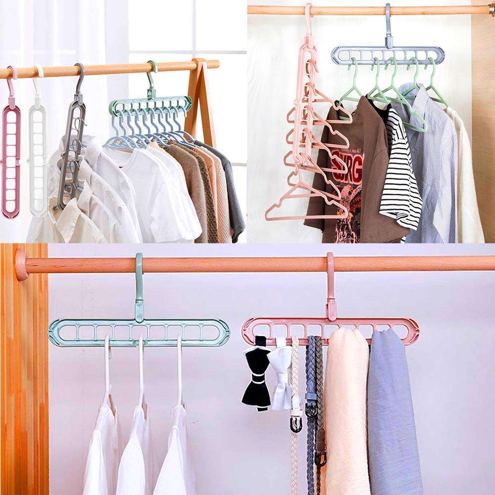 Foldable Space Saving Hanger with 9 Slots (Pack of 5)